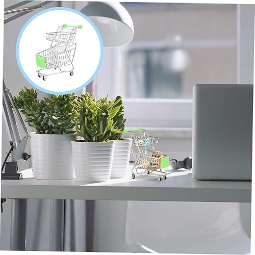 Miniatura 6 de jojofuny Mini carrito de compras, mini carrito de compras de supermercado de doble capa, carrito de metal novedoso para fiesta de cumpleaños, ducha,