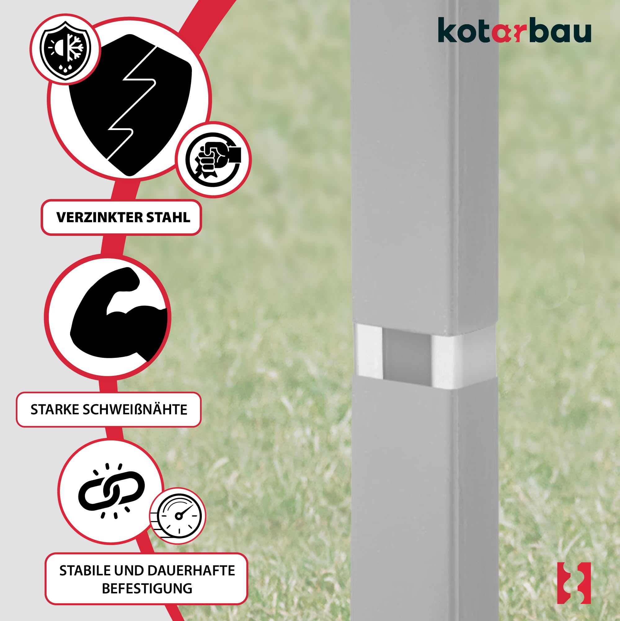 Placa De Pie Adaptadora Para Postes De Cerca 60x40 Mm, De Acero Galvanizado Y Pintado, Ideal Para Vallas De Rejilla O Doble Varilla