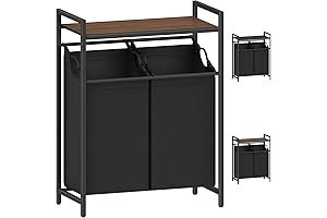 LAATOOREE Double Laundry Hamper with Top Shelf: Premium Clothes Hamper Solution for Organized Laundry