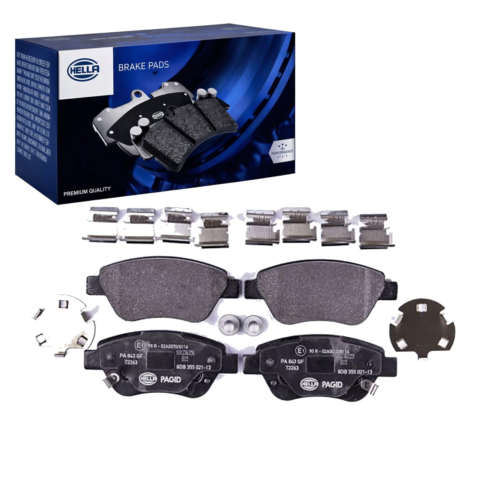 HELLA 8DB 355 021-131 Brake pad set - with acoustic wear warning - T2263 - for e.g. OPEL / VAUXHALL