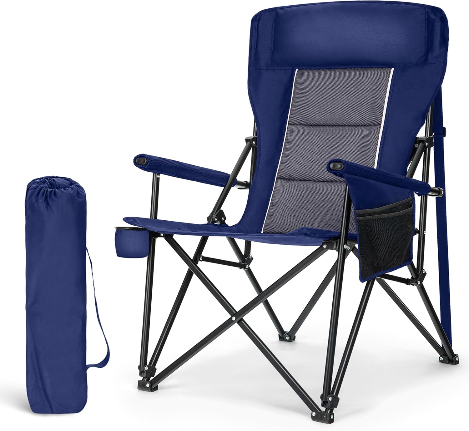 29.52″ High Back Heavy Duty Camping Chair – Supports 500lbs, Portable