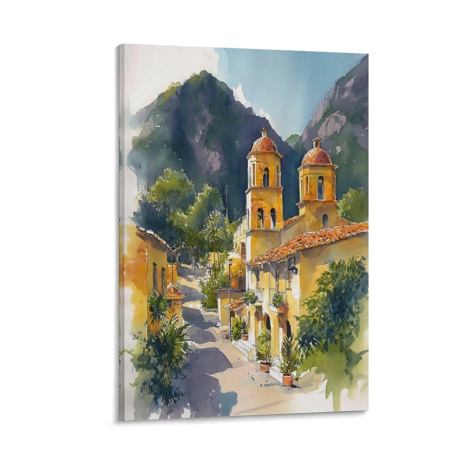 XWYMXZ Oaxaca City Mexico 24x36inch(60x90cm) Vintage Travel Poster Watercolor Canvas Art