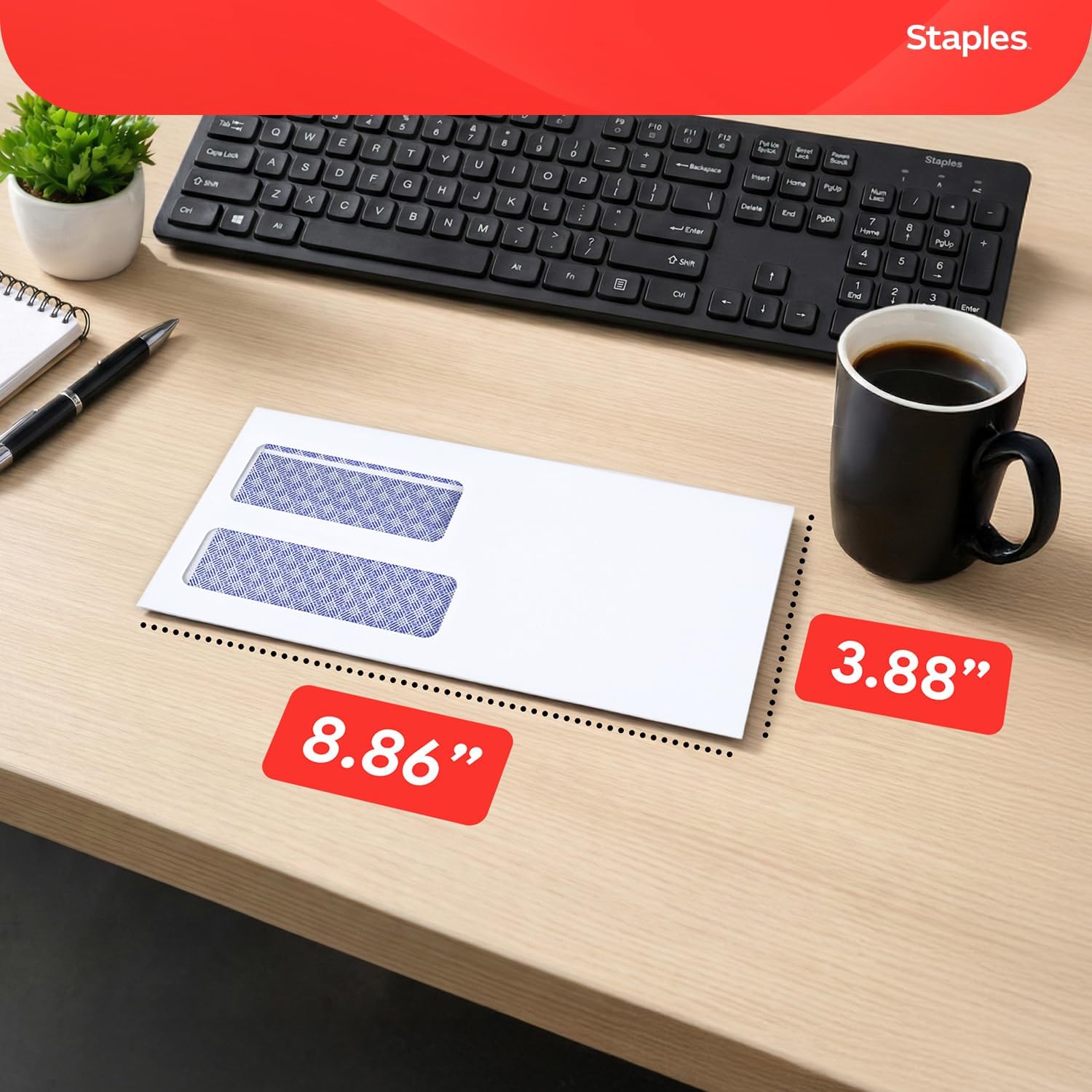Staples 1775861 Reveal-N-Seal Secur. Tinted Dbl Wind. #9 Env 3 7/8-Inch X 8 7/8-Inch We 500/Bx