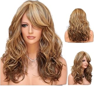 Natural Long Wavy Heat Resistant Hair Synthetic Wig Mix Blonde Wigs for Women