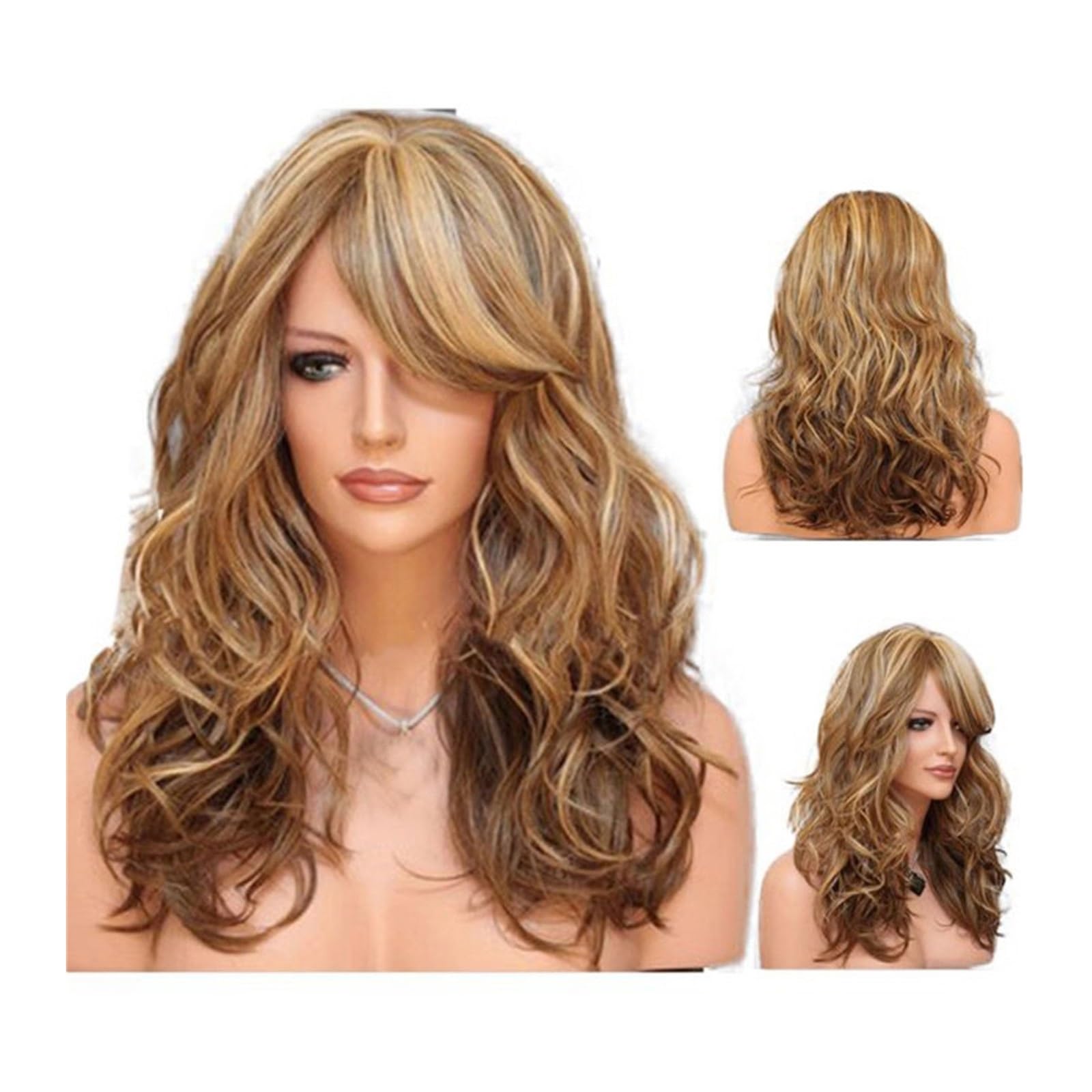 Perruque synthétique blonde thermo-résistante ondulée pour un coiffage sûr