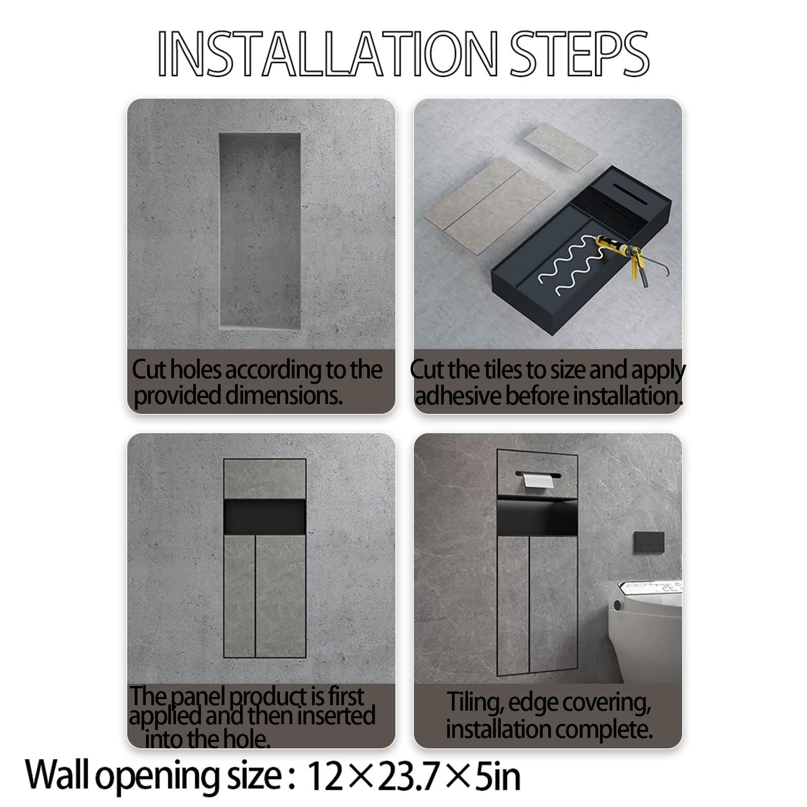 Multifunzionale Portarotolo Carta Igienica,Pattumiera Bagno,Portascopino Wc | 4 In 1 Nicchia Doccia Incasso Dotazione In Acciaio Inox Ad Apertura A Pressione Per Accessori Per Il Bagno,