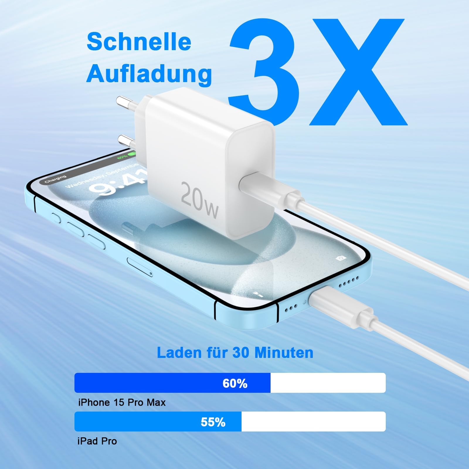 iPhone 17 16 Chargeur, 4-Pack [Apple MFi Certifié ] 20W USB C Chargeur Rapide et 2M Cable Charge Secteur Mural Adaptateur Alimentation pour iPhone 17/17 Pro Max/Air/16/16e/16 15 Plus/16 15 Pro Max/15