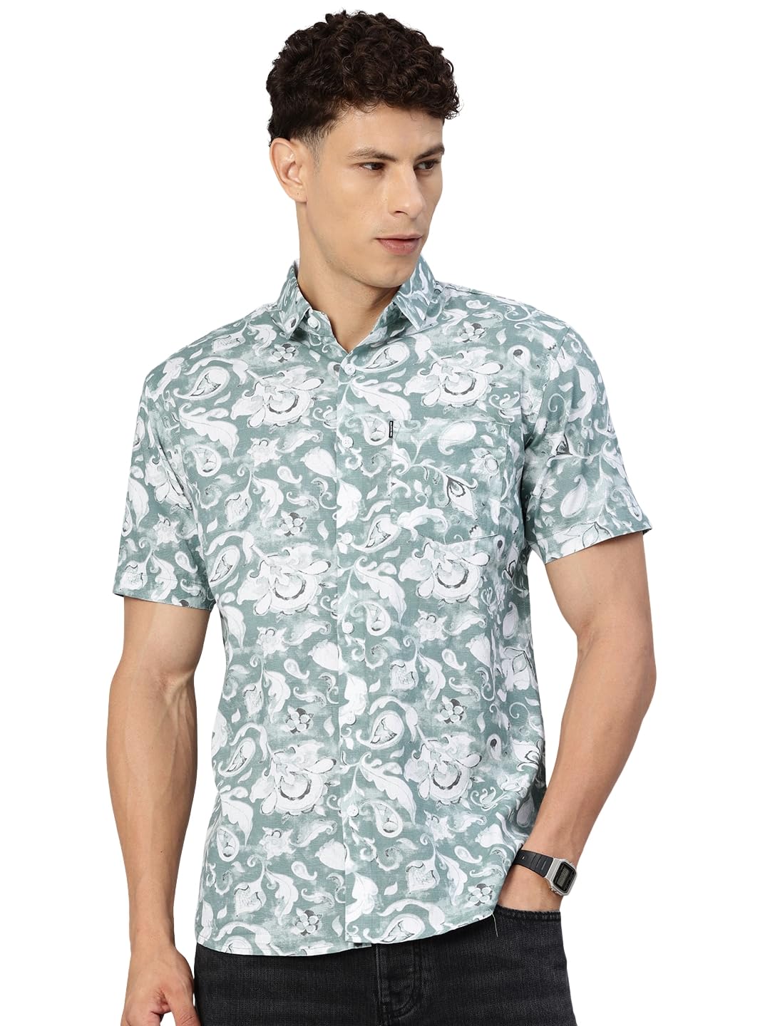 majestic man Men’s Slim Fit Abstract Printed Casual Shirt | Half Sleeve | Spread Collar | Casual Shirt-picture-28