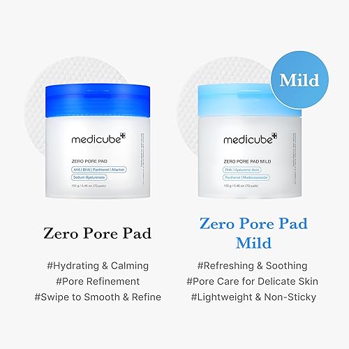 Vista 3 de medicube Almohadillas de tóner Zero Pore Pad Mild 2.0 Almohadilla de tóner suave y calmante para exfoliación, minimización de poros y eliminación