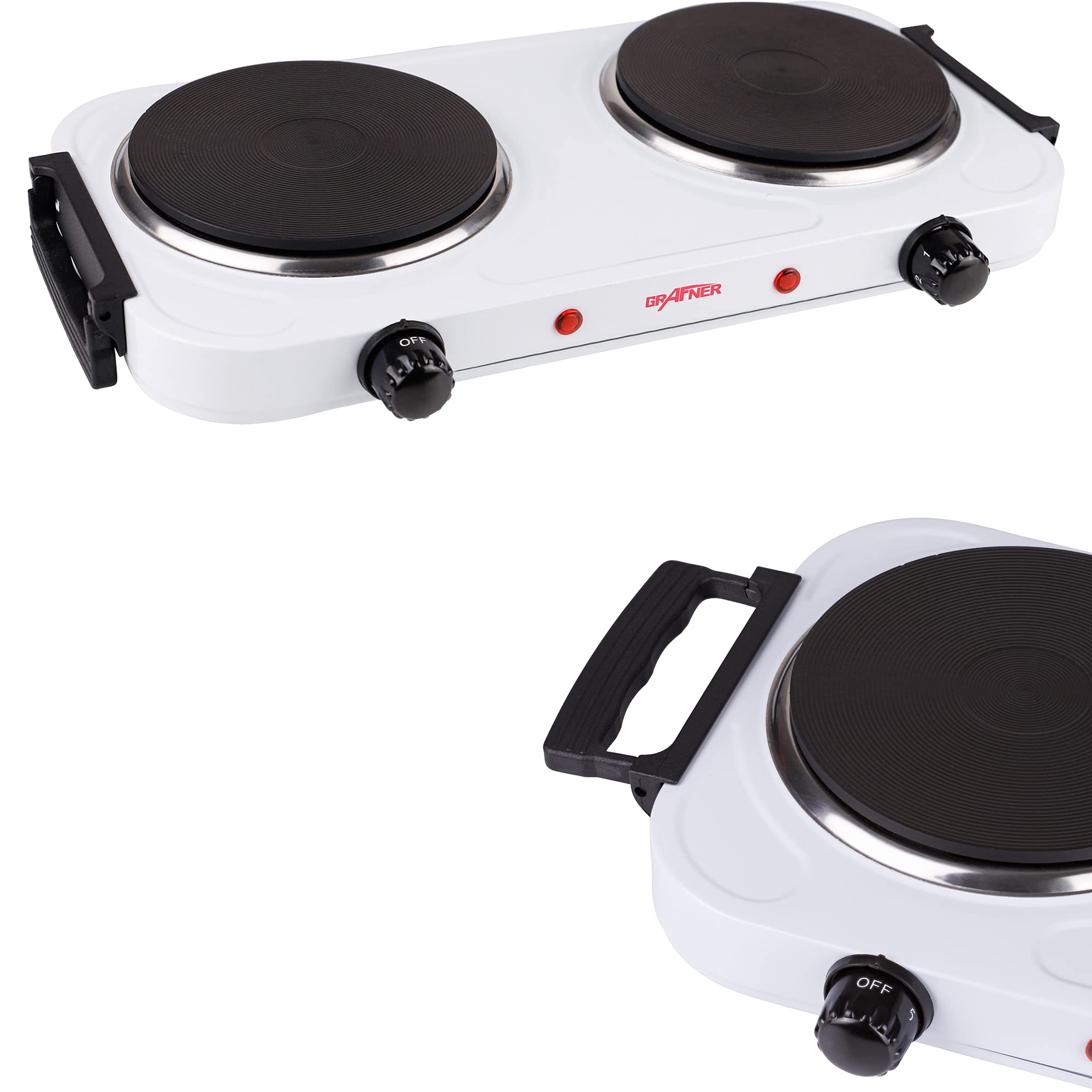 Grafner Stainless steel hob with folding handles, 1000 watts, 1 mass