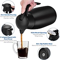 Vista 6 de Jarras térmicas de café de 68 onzas para mantener el calor, jarra térmica de acero inoxidable de 2 litros, jarra aislada al vacío de doble pared