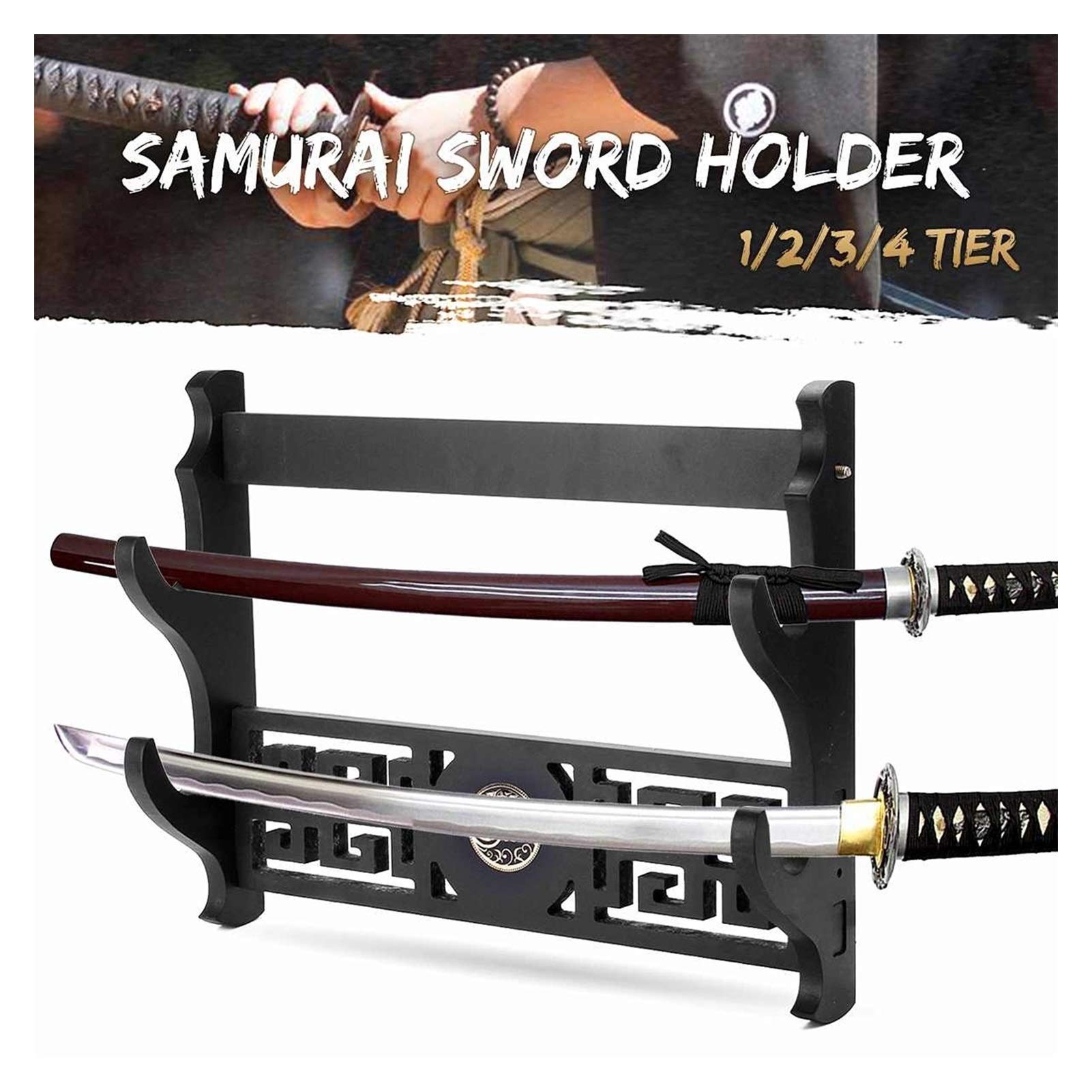 Zwaardhouder Wall Mount Katana Stand Samurai Sword Holder Display Rack- Dragon Zwaardstandaard (Size : 2 Layer