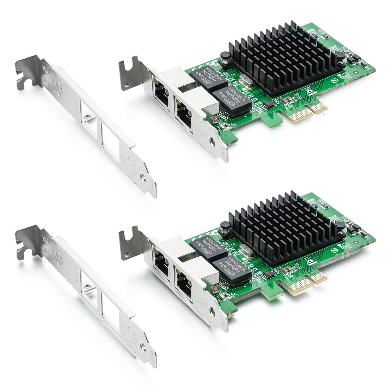 2 Pack Gigabit Dual NIC with Intel 82576 Chip, 1Gb Network Card Compare to Intel E1G42ET NIC, 2 RJ45 Ports, PCI Express 2.1 X1, Ethernet Card with Low Profile for Windows/Windows Server/Linux