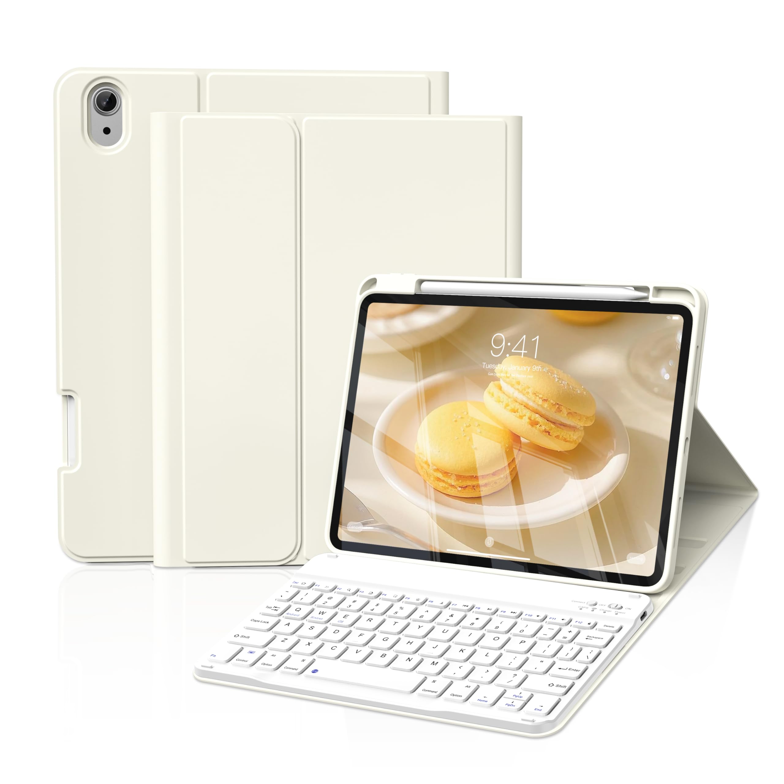 JKSML Funda para iPad de 11/10ª generación con teclado de 11 pulgadas A16 2025 10ª generación 10.9 pulgadas 2022, funda para teclado inalámbrico desmontable, delgada y ligera con soporte para lápices