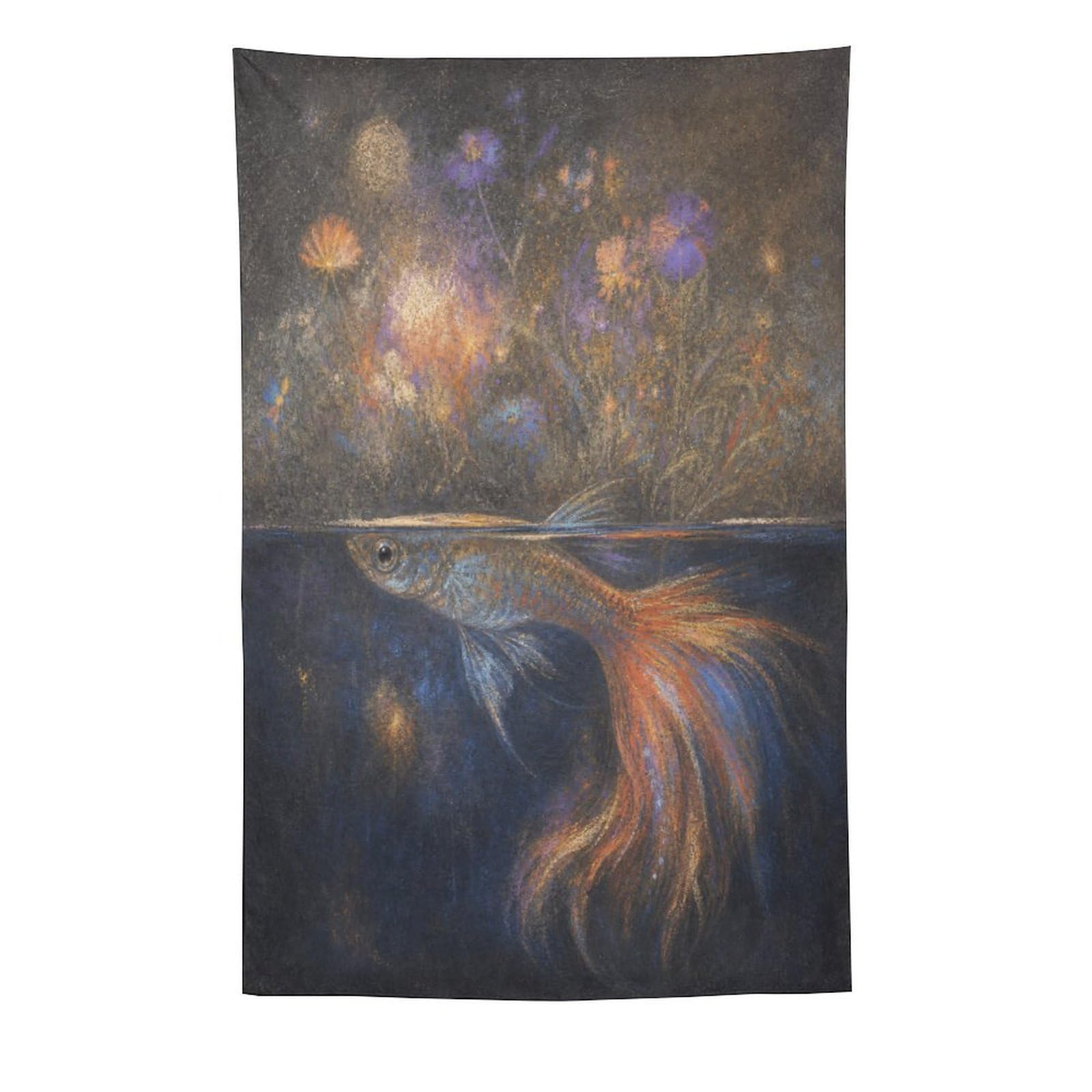 H3B8U2Y5 Glowing Betta Fish Wall Tapestry, Realistic Illustration