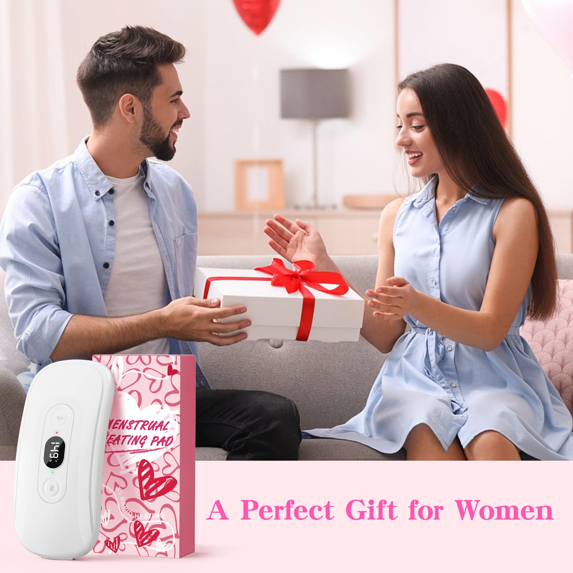 Almohadilla térmica eléctrica portátil menstrual: 6 niveles de calor, 6 modos de vibración, temporizador de 30 a 60 minutos, almohadilla térmica inalámbrica para viajes, calambres, alivio del dolor