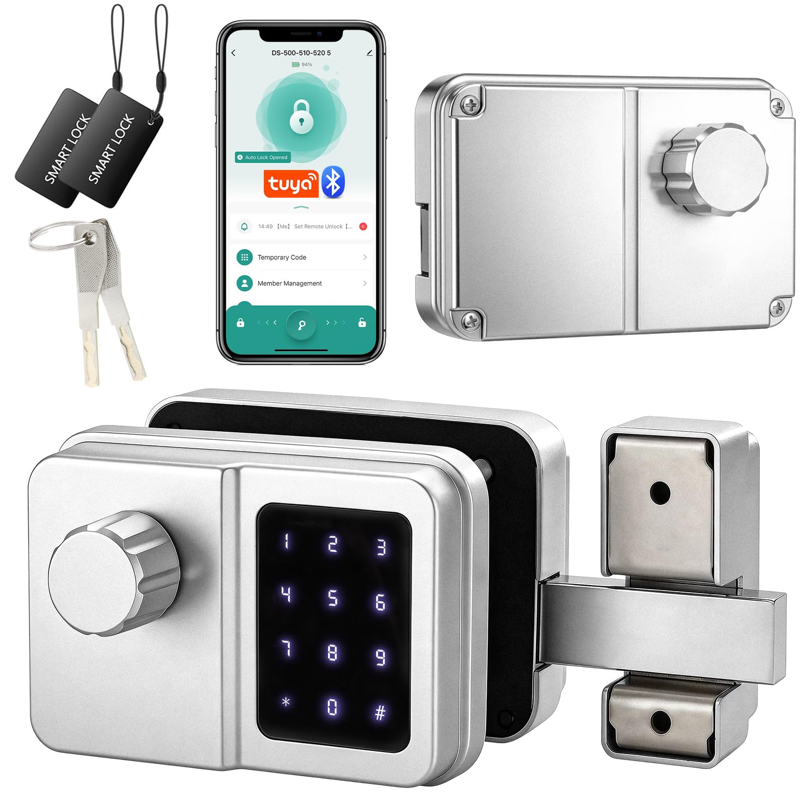 Photo 1 of SEPOX Silver Bluetooth Smart Lock for Gate, Fence & Garage