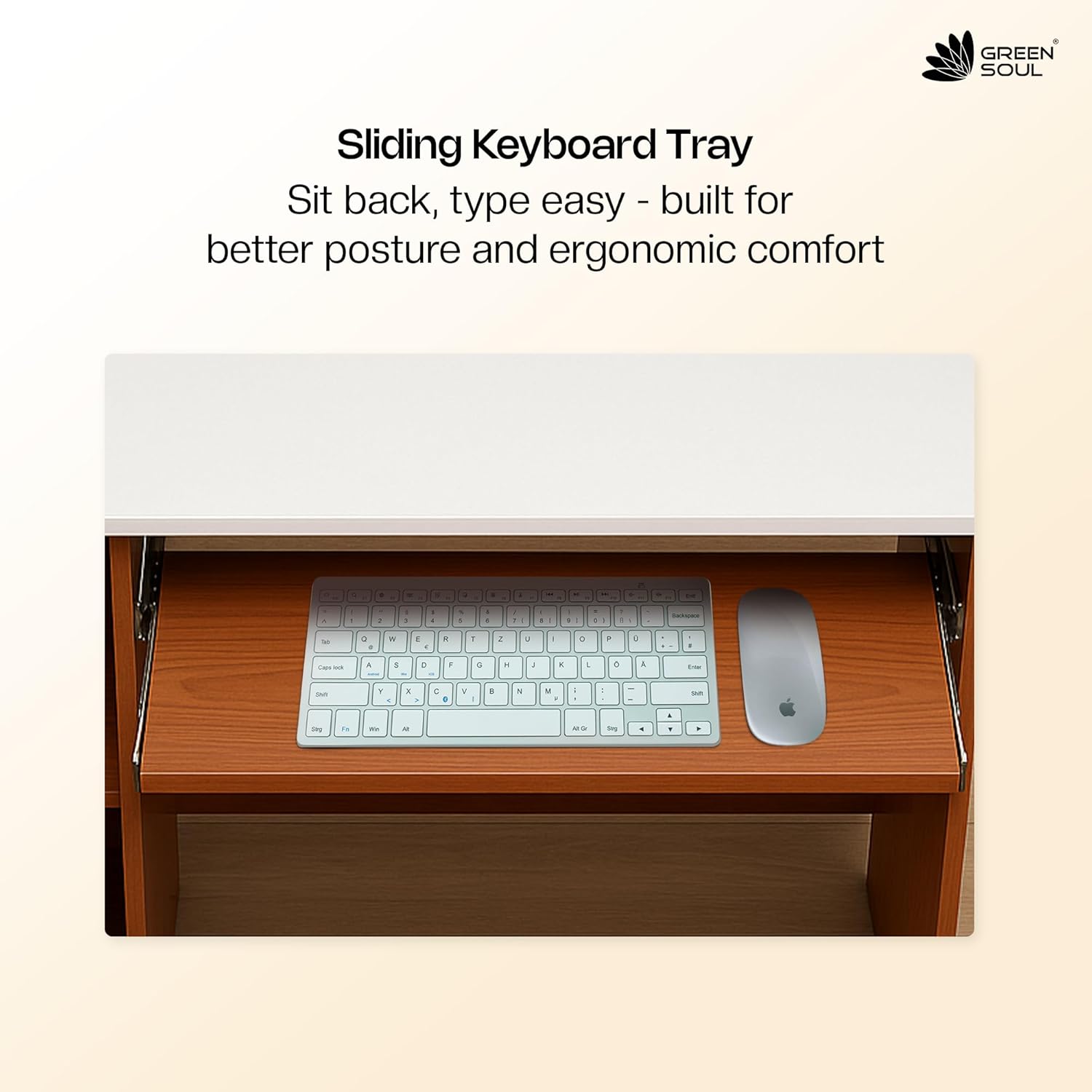 Green Soul Murray Computer Table for Home - Study Table for Students, Work Table for Adults & Professionals with Keyboard Tray, Storage Shelves | Natural Teak | 3 Years Warranty 24 71+8C3W700L. SL1500