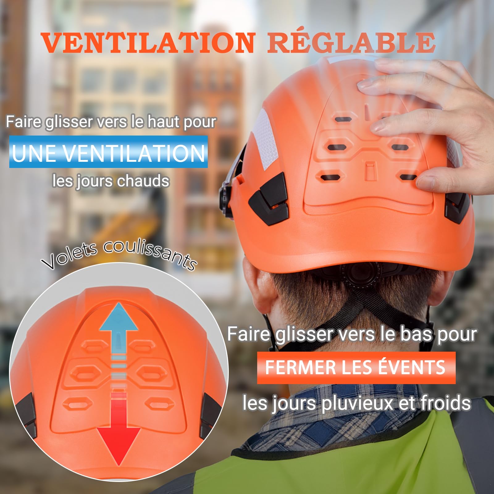 Casque de sécurité pour homme et femme, approuvé ANSI Z89.1, idéal pour l'industrie et la construction, ventilé