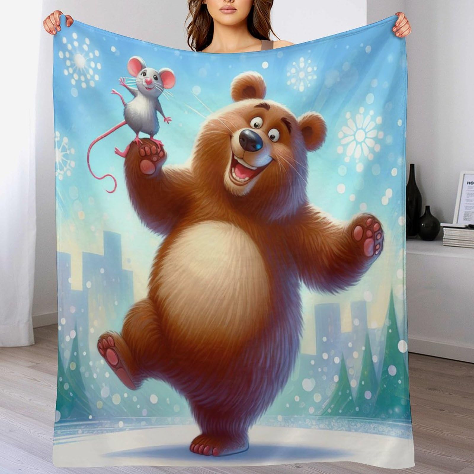 Manta de sofá con diseño de oso para tardes de salón