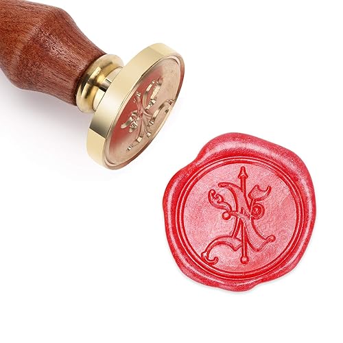 Miniatura 4 de Mceal Sello de cera, sello de latón con mango de madera, letra victoriana B