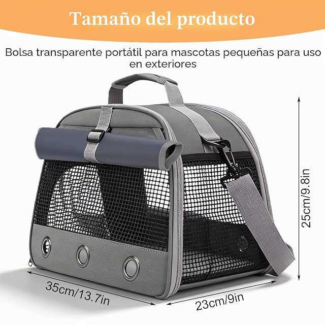Foto 2 de 7 de Transporte de animales pequeños, 35 × 23 × 25 cm, plegable, transpirable, bolsa de transporte para mascotas