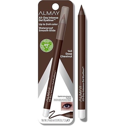 Almay Gel Eyeliner, Waterproof, Fade-Proof Eye Makeup, Easy-to-Sharpen Liner Pencil, 140 Deep Chestnut, 0.045 Oz