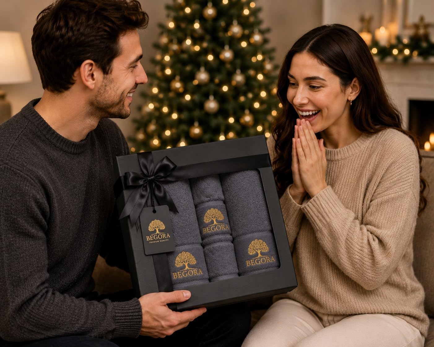 Luxury Cotton Bath Towel Set Dark Gray