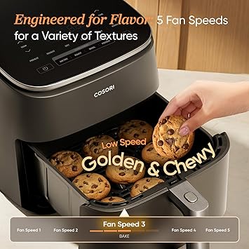 Cosori 9-in-1 TurboBlaze Air Fryer 6 Qt, PFAS-Free Ceramic Coating, 90450F, Precise Heating for Even Results, Air Fry, Roast, Bake, Broil, Dry, Frozen, Proof, Reheat, Keep Warm, 120V, Dark Gray