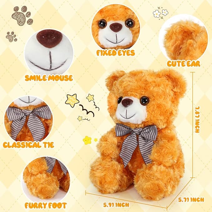 Peluche de oso amarillo brillante 8 pulgadas miniatura 3