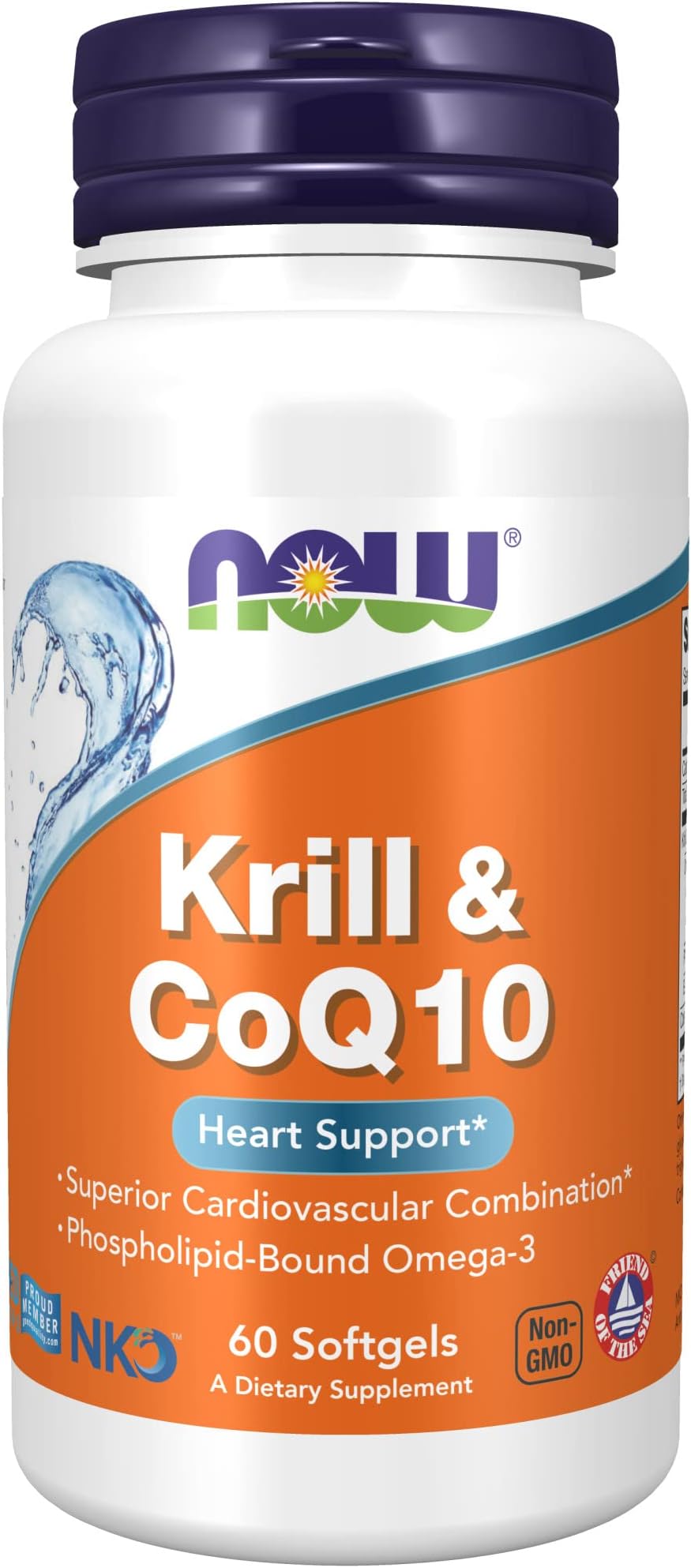 NOW Supplements, Krill & CoQ10, Phospholipid-Bound Omega-3, 60 Softgels