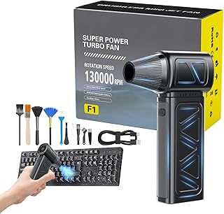 Compressed Air Duster,5 Gear Adjustable Cordless Air Duster,130,000 RPM Brushless Motor Electric Air Blower for PC,Air Duster Rechargeable Keyboard Cleaner,Handheld Mini Blower fo…
