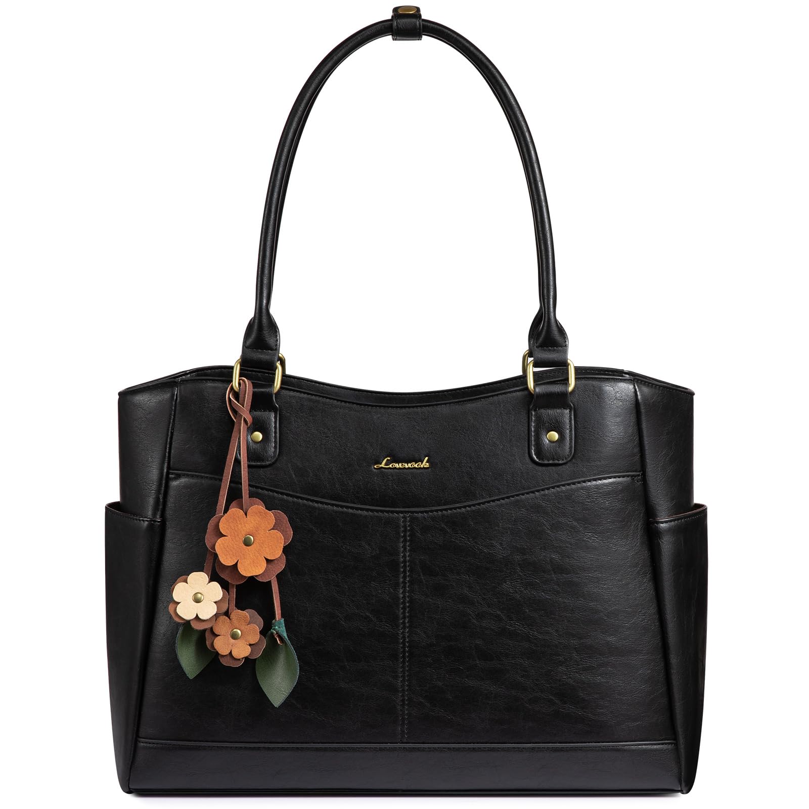 LOVEVOOK Laptop Bag for Women, Vintage Work Tote, Teacher Bag with Pendant