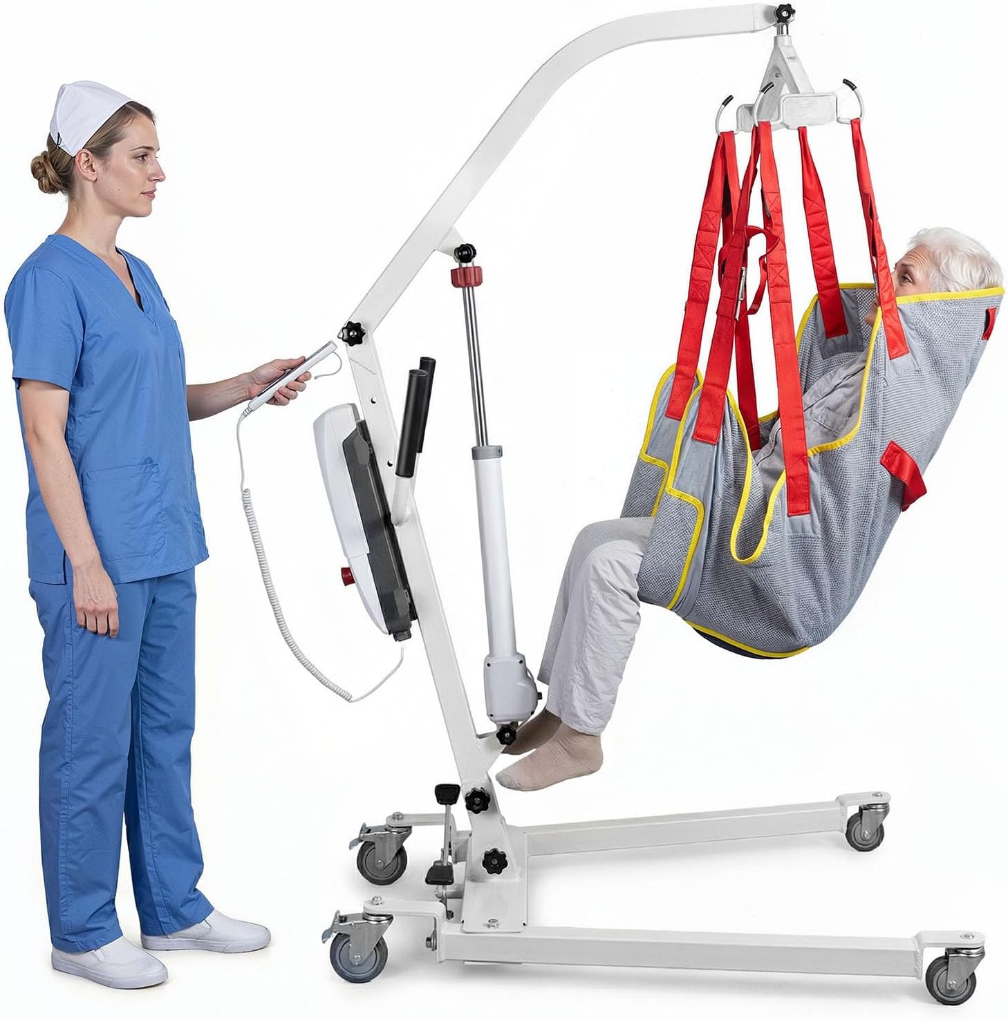 Electric Transfer Lift Chair, Battery Powered Patient Lift with Sling, Lift Assist Device for Home Use, Home Care, Hospital & Healthcare Facilities, 440 lbs Capacity