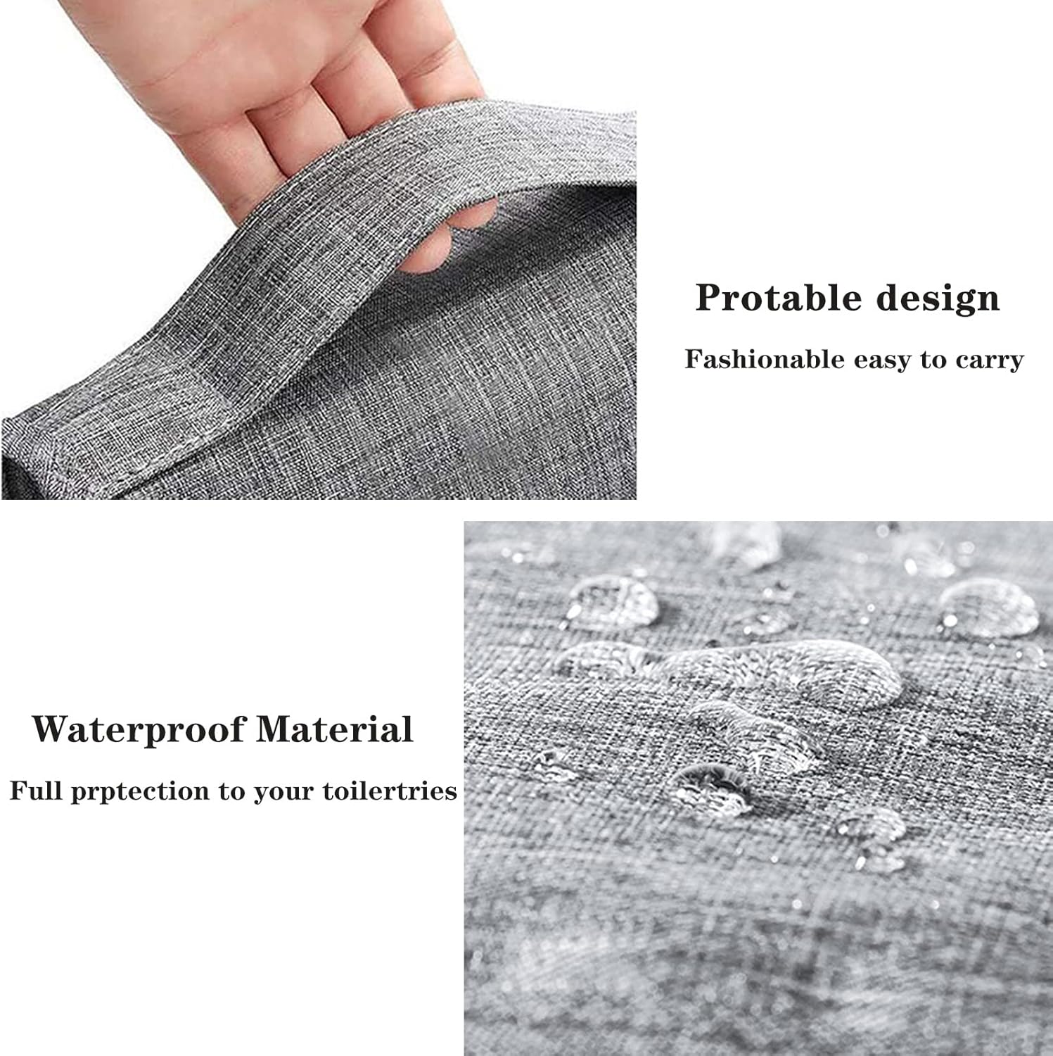 Toiletry Bag for Women and Men, Travel Bag with Hanging Hook, Water-resistant Makeup Cosmetic Bag Organizer Travel Accessories, Grey : Beauty & Personal Care