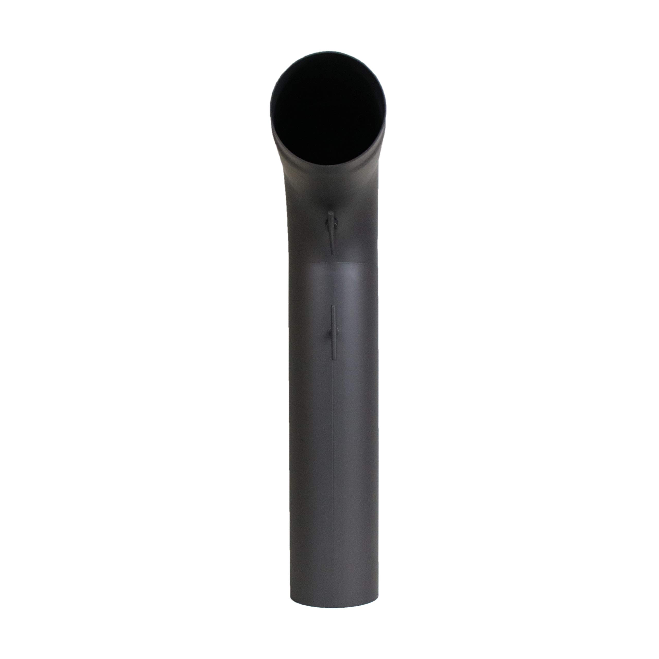LANZZAS Set di tubi per stufa, 1 x 90°, 3 pezzi, diametro 150 mm, colore: grigio ghisa, con valvola a farfalla e tappo di pulizia