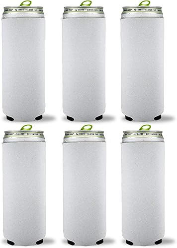 Kropsis Fundas plegables para enfriar latas delgadas de 12 onzas, tela en blanco, espuma de buceo (blanco, 6)