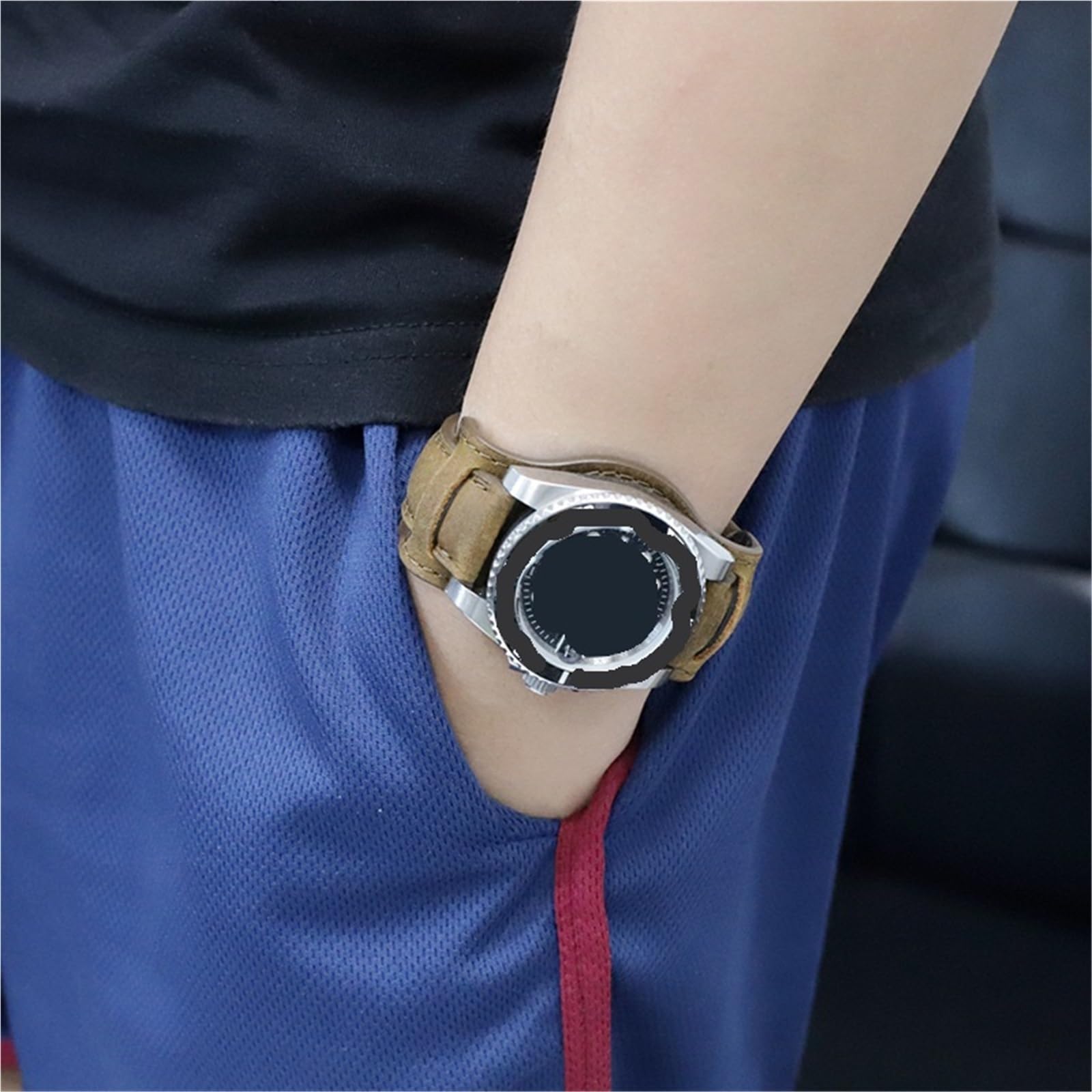 Bracelet de montre en cuir véritable 16-22 mm en cuir de vachette Crazy Horse marron avec plateau
