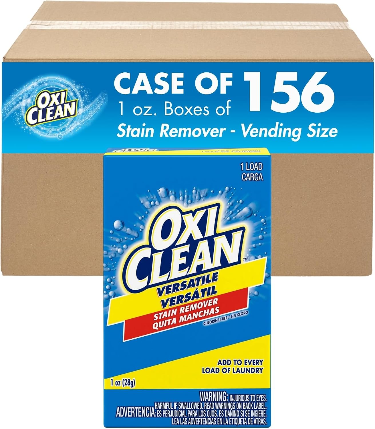 OxiClean Versatile Stain Remover Professional, Coin Vend 1 oz., Single Load, (Pack of 156)
