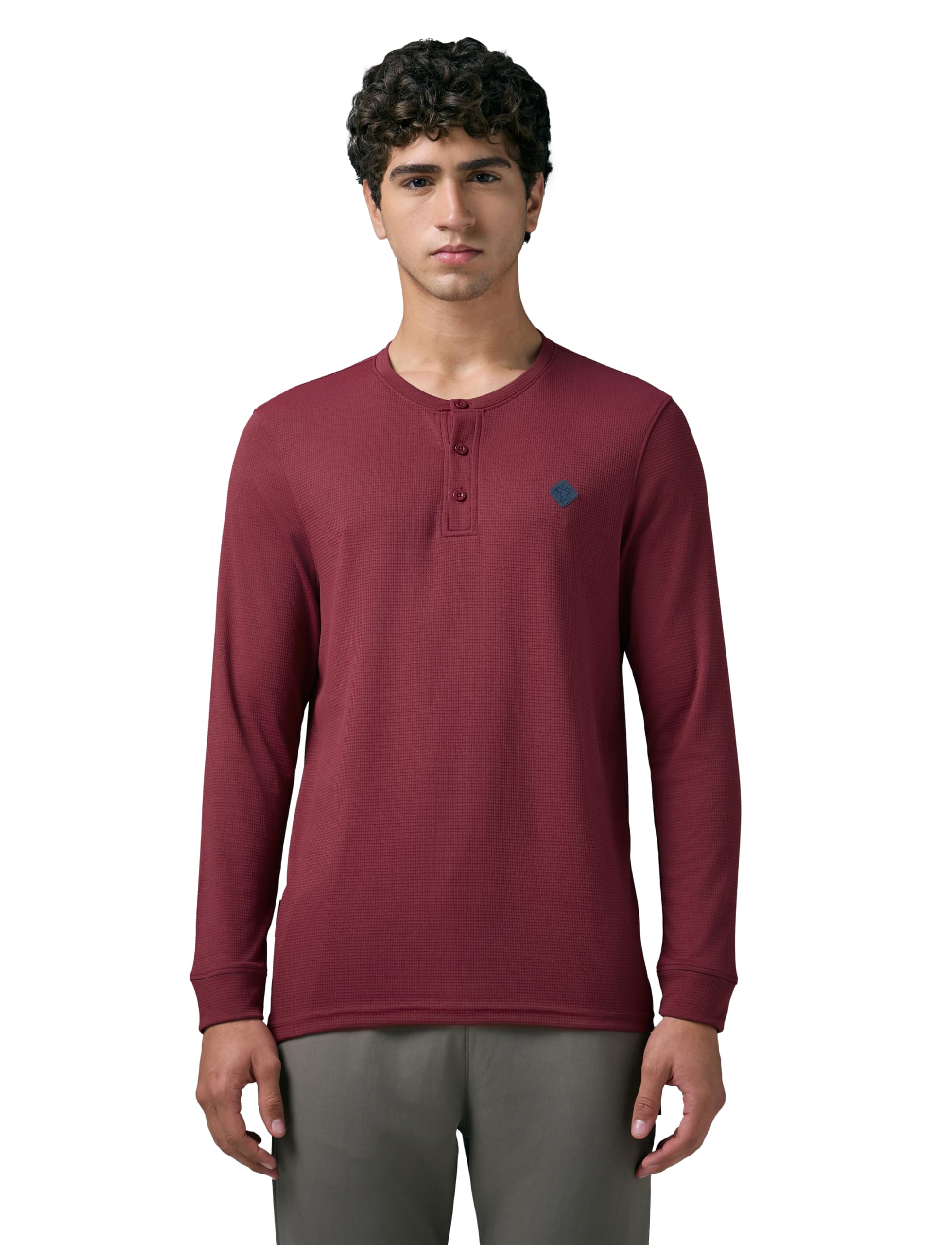 technosport Men's Slim Fit Henley Neck Textured Long Sleeve T-Shirt with Quick Dry, UPF50+ for Gym, Sports & Regular Use-picture-24