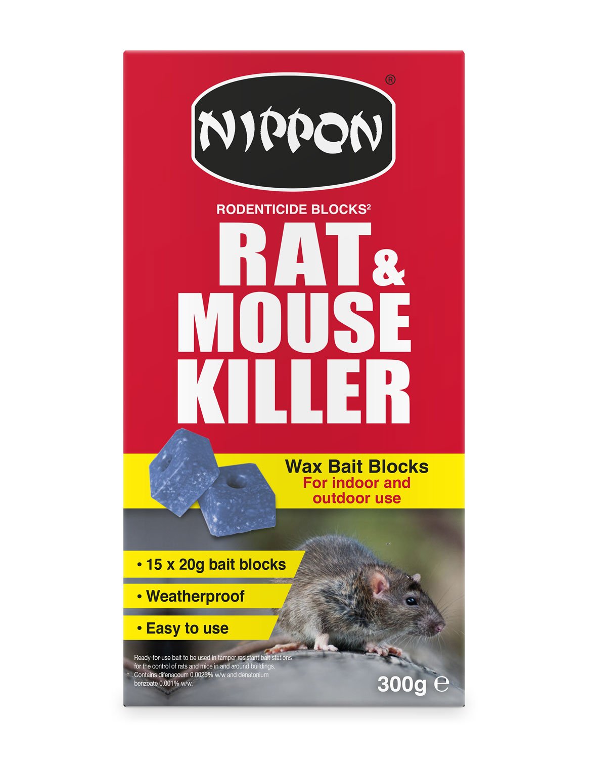 Nippon Dark Blue Vitax Rat & Mouse Killer Wax Blocks 300G
