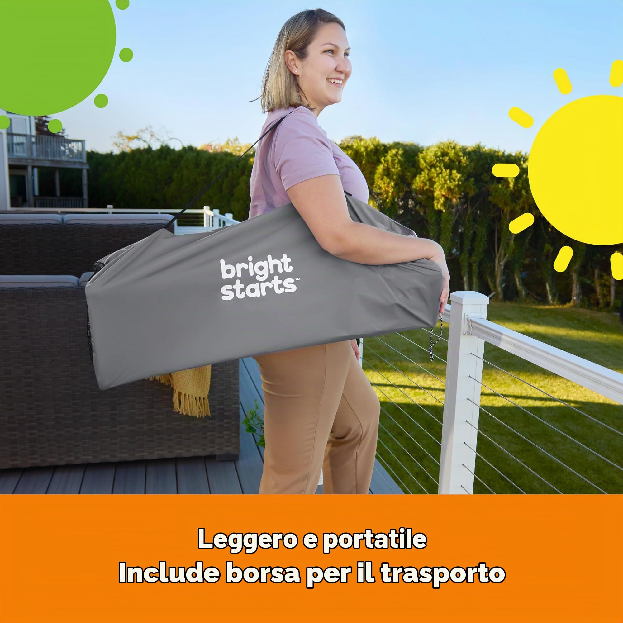 Bright Starts, Seggiolone Portatile Pop ‘N Dine, Uso Interno/Esterno, Vassoio Privo di BPA, Facile da Piegare e Trasportare, Unisex, Per Bambini a Partire da 6 Mesi, Grigio