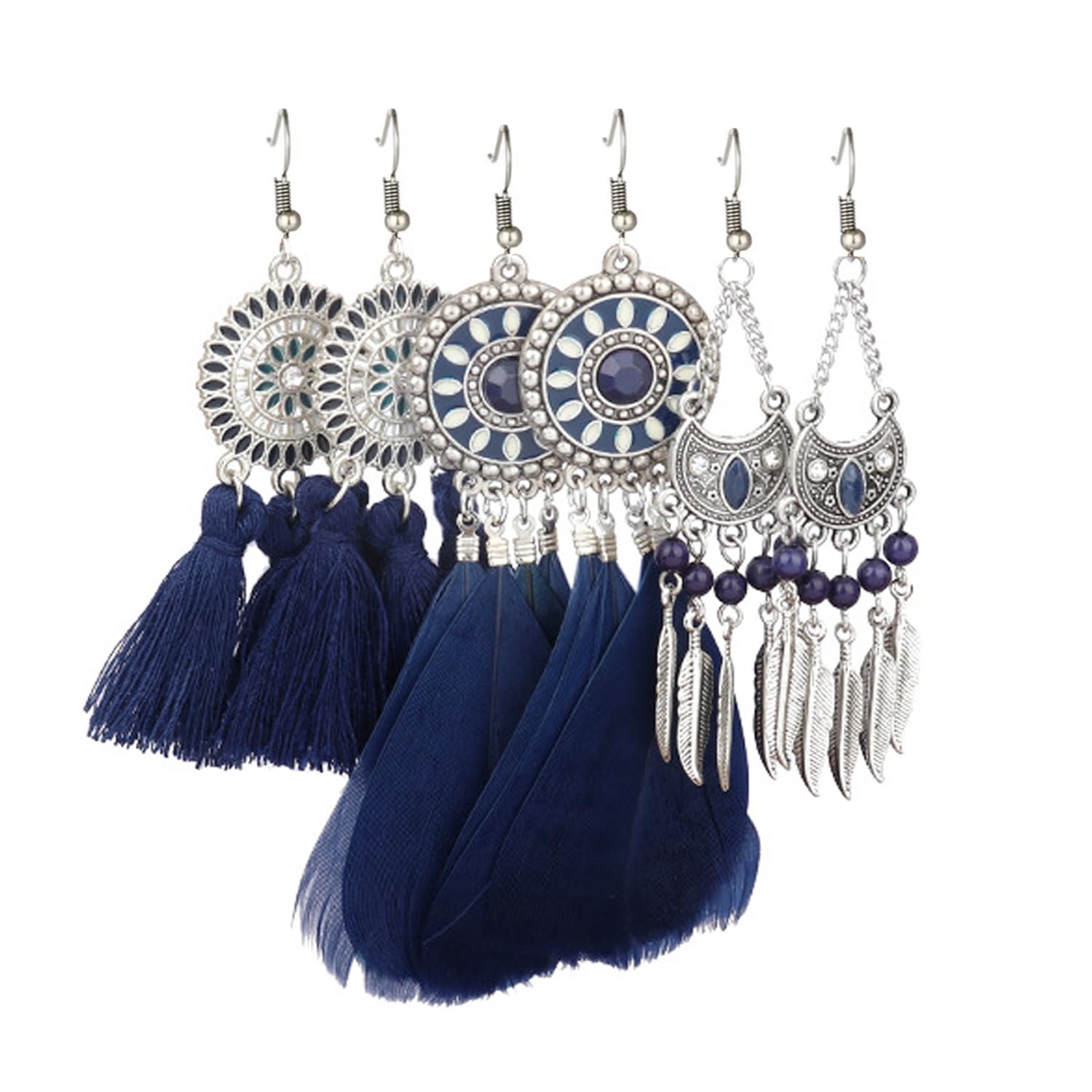 Young & Forever Gift 3 Pairs Blue Vintage Earrings Bohemian Statement Earrings for Women Girls Retro Boho Drop Dangle Earrings Set for Women (B0CBFQ9KS4) Amazon Price History, Amazon Price Tracker