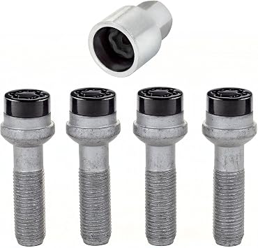 McGard 28317 Black Bolt Style Radius Seat Lock Set M14 x 1.5 Thread Size - Set of 4 Locks and 1 Key