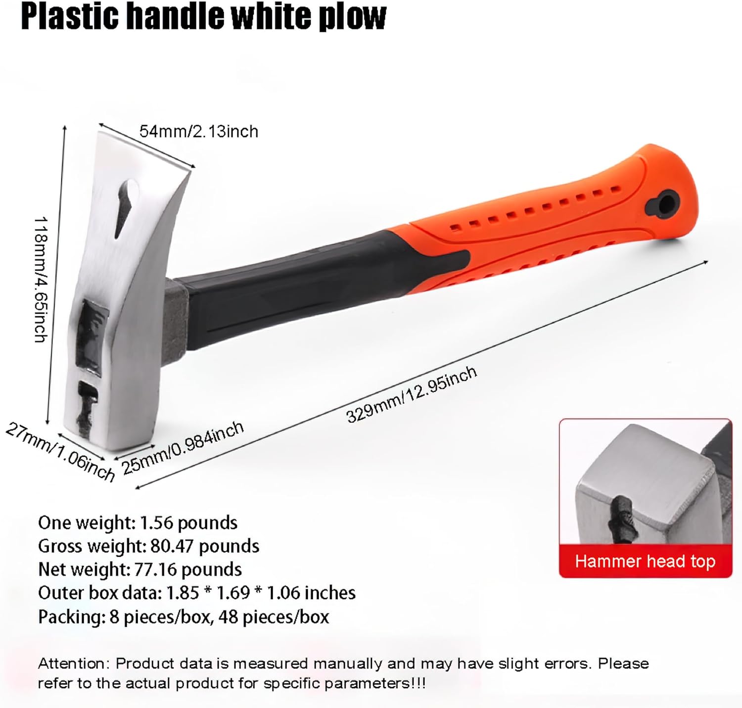 Magnetic Nail Slot Hammer with Ergonomic Handle, Manganese Steel Head,12.95 Inch, Multi-Functional Hoe Planer Tool