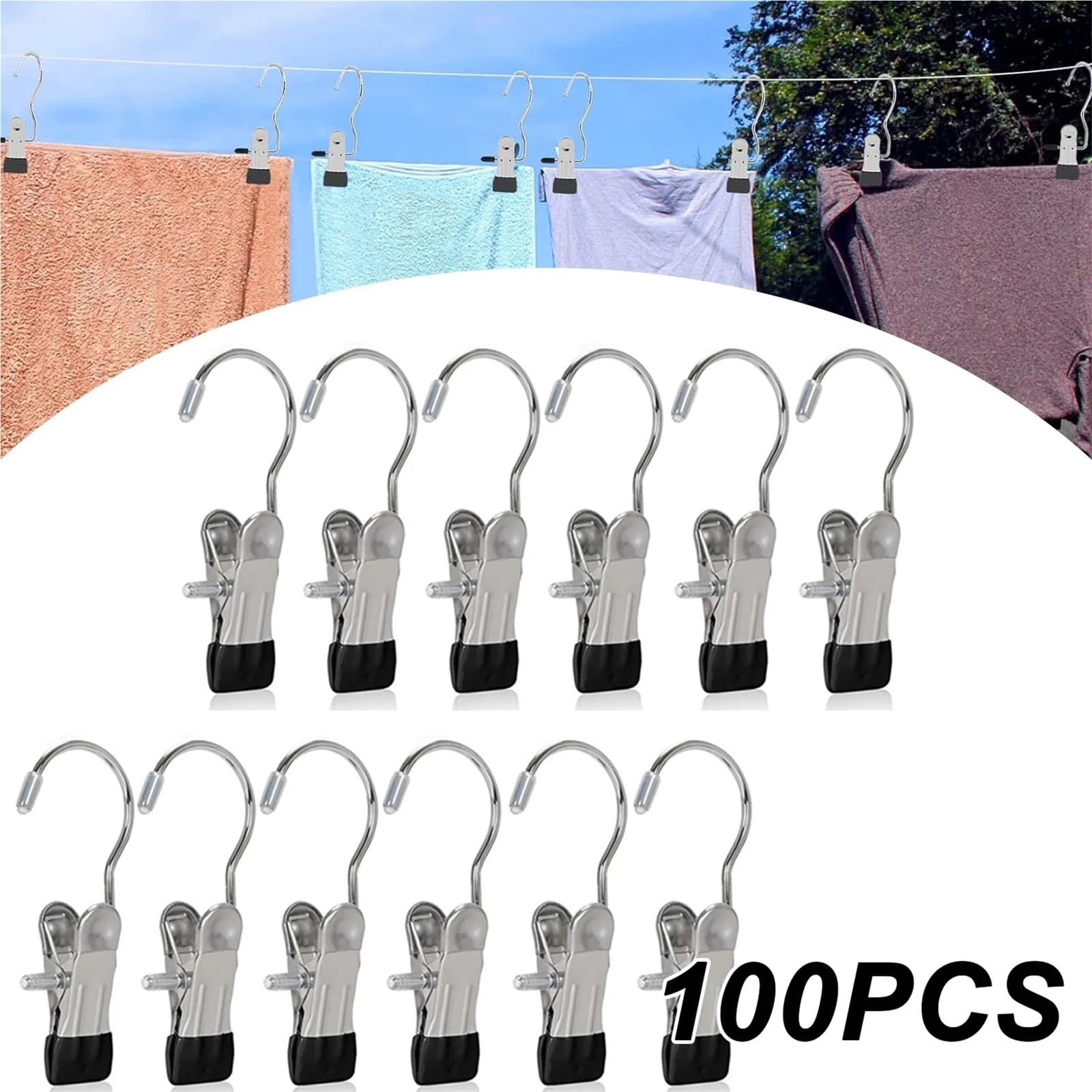 Pinzas for Ropa De Acero Inoxidable 30/50/100 Piezas para Hogar