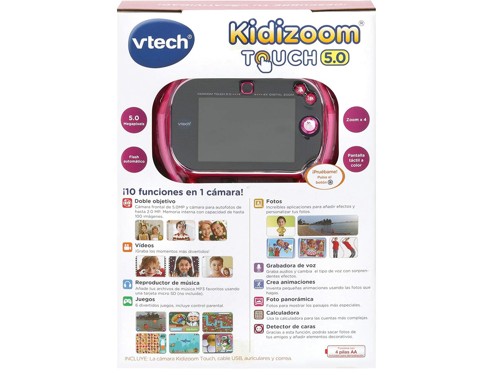 VTech Kidizoom Touch 5.0 Cámara de Fotos Digital Infantil Color Rosa versión española (80-163557)