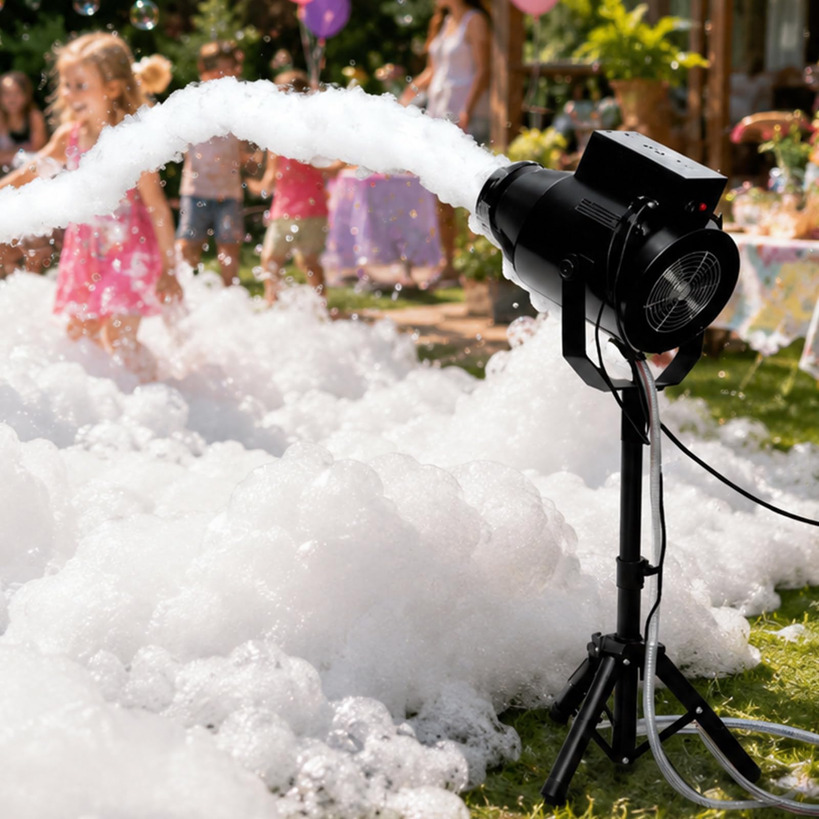 Pealiritansemen Black Foam Machine, Foam Party Machine 1000W With Adjustable Tripod, 3-5 M Wide Spray Range, Fast Foam Output For Garden Pool Party, School Event And Outdoor Carnival Fun