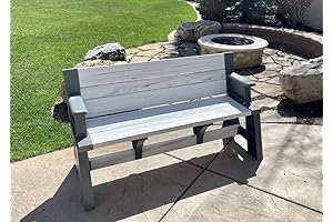 XL Folding Patio Bench - Premium White Birch Style Resin