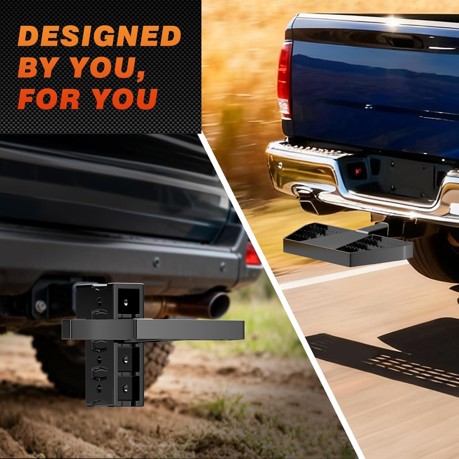 Hitch Step for 2" Receiver, Universal Rear Bumper Protector Guard, 15.9" Length Anti-Slip Trailer Hitch Step, 450lbs Load Capacity, Fits Truck Pickup Van RV, Includes Locking Hitch Pin & Clip